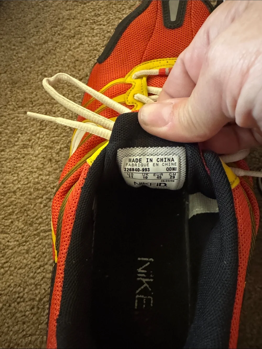 Nike shox men’s  Orange and Yellow Mesh Sneakers running rare Id custom